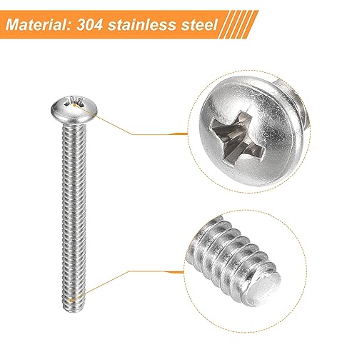 uxcell #10-24x1-3/4 Pan Head Machine Screws 304 SS Phillips Drive, 10 Pack - size: #10-24x1-3/4"