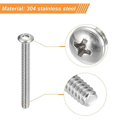 uxcell #10-24x1-3/4 Pan Head Machine Screws 304 SS Phillips Drive, 10 Pack - size: #10-24x1-3/4"