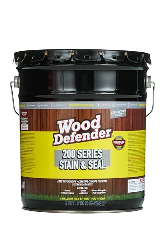 Wood Defender 200 Series Stain and Seal, Redwood, 5-Gallon - color: Redwood, size: 5 Gallon