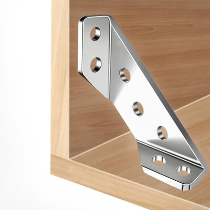 Stainless Steel Angle Brackets Heavy Duty – L Shaped Corner Brace for Wood Shelves,Furniture,Cabinet,Wall Mount Support,Rust-Resistant Metal Shelf Bracket 24Pack