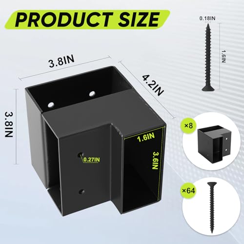 8-Pack Heavy Duty Workbench Brackets Right Angle Brace for 2x4 Wood - size: 2x4