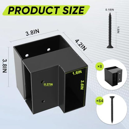 8-Pack Heavy Duty Workbench Brackets Right Angle Brace for 2x4 Wood - size: 2x4