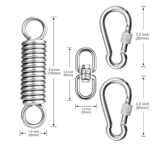 Premium Hammock Chair Hanging Kit with 2 Carabiner and Rotating Hook