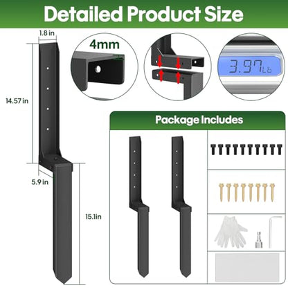 Fence Post Repair Kit 2 Pack, 8mm Double-Layer Post Anchor for Wood Posts