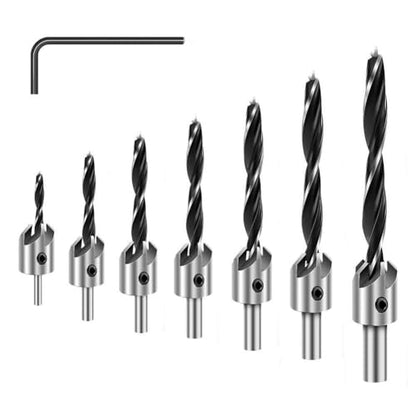 7Pcs HSS Countersink Drill Bits Set - size: 7pcs