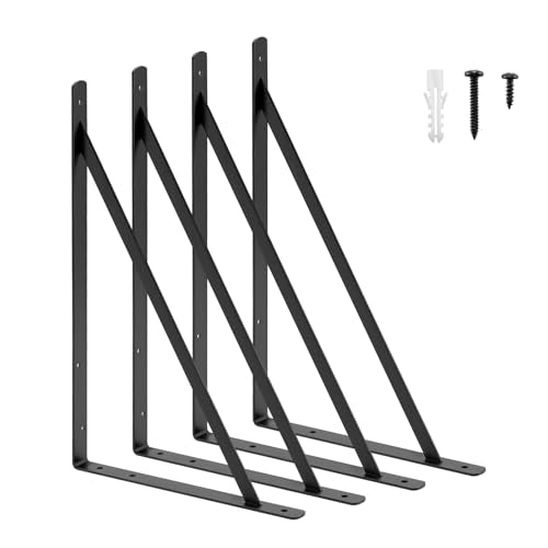 HOME MASTER HARDWARE 20x13 Inch Heavy Duty Shelf Brackets, Black 4 Pack - color: Black, size: 20 inch x 13 inch-4pcs