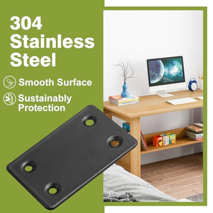60 x 38 x 1.5mm Flat Mending Plate - Stainless Steel - Black - 6Pcs - color: Black, size: 60 x 38 x 1.5mm