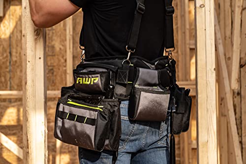 AWP TrapJaw Pro Framing Tool Rig with Spring-Loaded Technology, Premium Tool Belt & Angled Drill Holster | Heavy-Duty Polyester Drill Holster