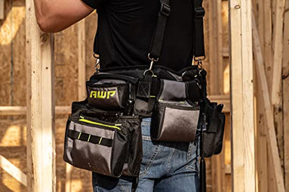 AWP TrapJaw Pro Framing Tool Rig with Spring-Loaded Technology, Premium Tool Belt & Angled Drill Holster | Heavy-Duty Polyester Drill Holster