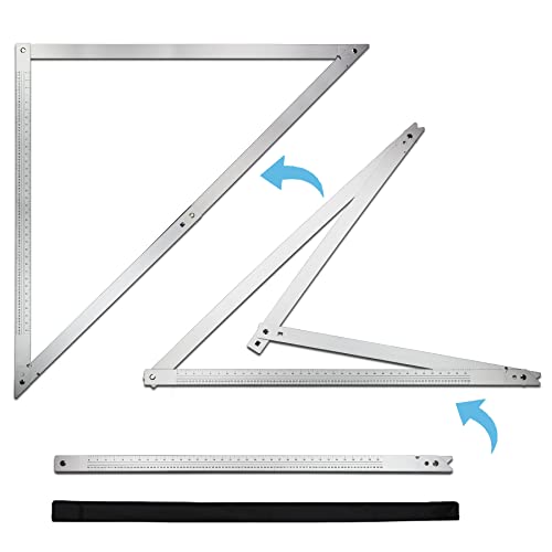 48 Aluminum Folding Square | Adjustable 45° & 90° Angles for Framing/Roofing/Staircases | Professional Woodworking & Construction Triangle Ruler Tool