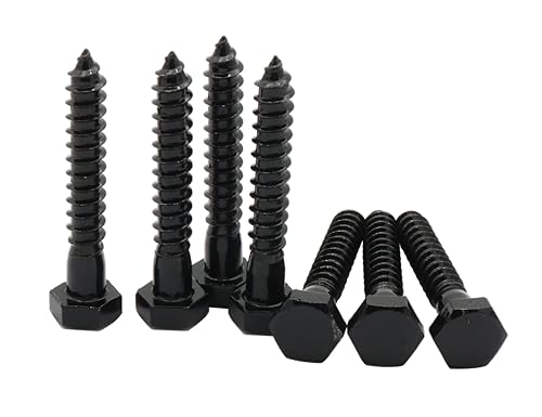 LBY 13pcs Lag Screws, 5/16" x 2" Hex Head Lag Screws Bolts (with Washers), Heavy-Duty Wood Screws for Decking & Structural Fastening, 304 Stainless Steel, (Black) - size: 5/16" x 2"