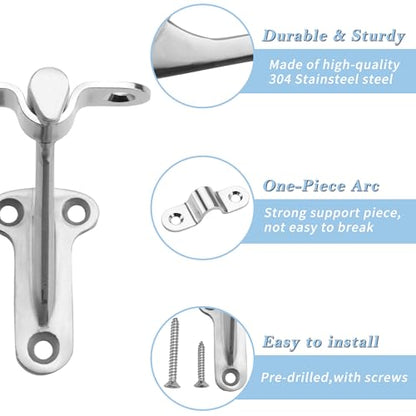 YANYUCB 3''Handrail Brackets,304 Stainless Steel Handrail Stair Brackets,Heavy Duty Support Hardware for Stairways,Home or Office Staircase Hand Rail Bracket with Screws(3 Pack) - style: Polished Silver