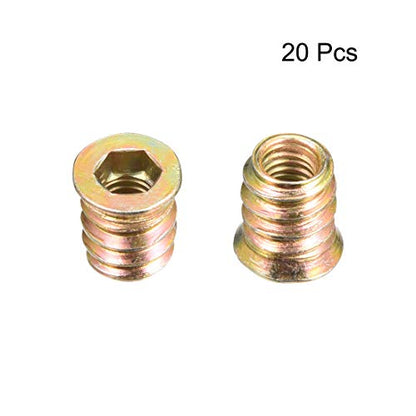 uxcell Wood Furniture M6x13mm Threaded Insert Nuts Interface Hex Socket Drive 20pcs - size: M6x13mm