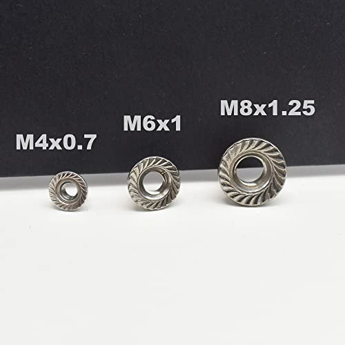 30 Pcs M6 Stainless Flange Nuts Thread Metric Washer Nuts Fastener - size: M6_1mm