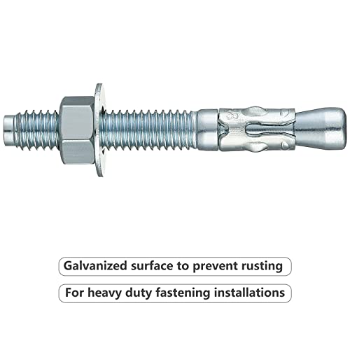 Wensilon 5/8x4-1/4 10Pcs Inch Standard Fasteners for Heavy-Duty Zinc Wedge Anchors for Cement and Concrete - size: 5/8x4-1/4"