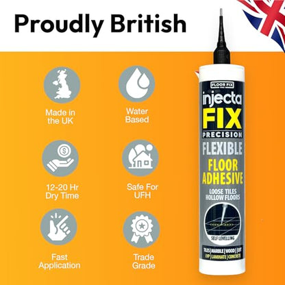 Floor-Fix Pro Injectafix Injection Adhesive for Loose Tiles, Wood, Laminate & LVP Repair Kit
