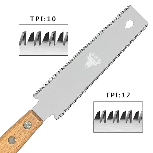 6 Inch Small Japanese Pull Saw Double Edge with Beech Handle SK5 Flexible Flush Trim Saw Cut for Woodworking