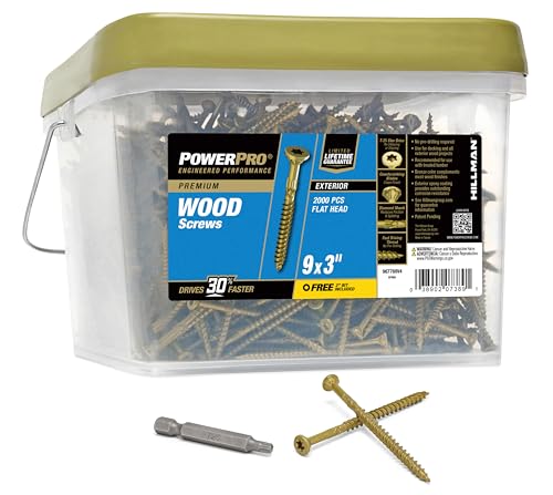 Power Pro Exterior Wood Screws, #9 x 3in Flat Head, 2000 Pieces, Bronze - color: Bronze, size: #9 x 3"
