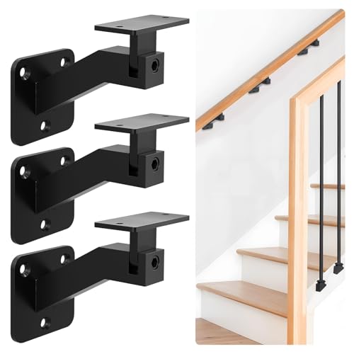 Adjustable Handrail Brackets, 3 Pack Black Swivel Hand Rail Brackets - style: T304 - 3 Pack