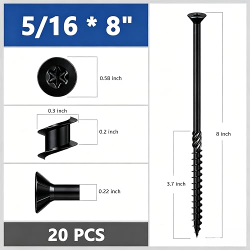 Wensilon 5/16 * 8" Black Deck Screws (1pcs) 2lbs 8x200mm - color: Black, size: 5/16*8"