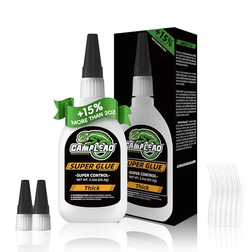 Thick Super CA Glue Kit 2.3 oz, Heavy Duty Clear Superglue Repair Wood Metal Plastic Shoe Ceramic Leather, Strength Instant Cyanoacrylate Adhesive for Woodworking Large Gap Crafts Archery Fletching - size: 2 oz., style: THICK VISCOSITY