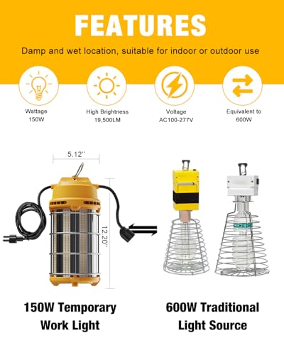 LED Temporary Work Light 150W 19500LM 5000K Construction Light - color: 150W