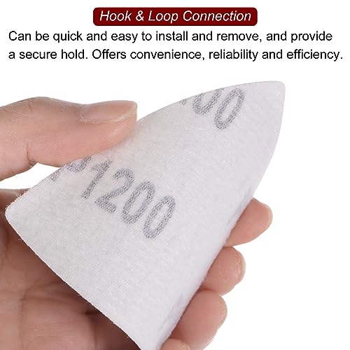HARFINGTON 60pcs Triangular Hook & Loop Sandpapers 1200 Grits 3-1/8" Aluminum Oxide Sanding Pads Random Orbital Mouse Detail Sander Papers Oscillating Multi Tool Sheets - size: 1200 Grits
