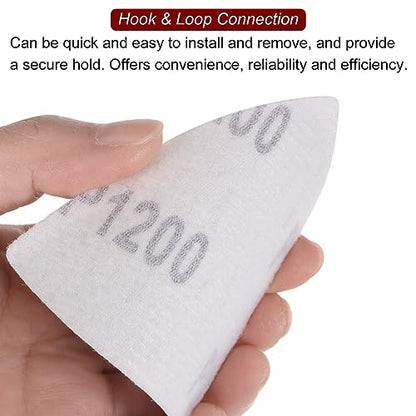 HARFINGTON 60pcs Triangular Hook & Loop Sandpapers 1200 Grits 3-1/8" Aluminum Oxide Sanding Pads Random Orbital Mouse Detail Sander Papers Oscillating Multi Tool Sheets - size: 1200 Grits