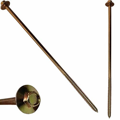 BRAUNY BOY - #12 x 10”- Extra Long Structural Lag Heavy Duty Construction Wood Screw – Yellow Zinc Corrosion Resistant Coating Exterior Timber, Landscape - Easy HEX HEAD DRIVE – Flange Head 10 in (40)