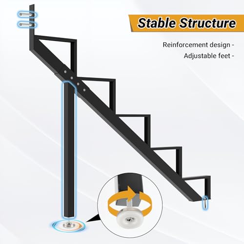 Stair Step Riser w/Reinforcing Support Legs, 5-Step 2 PCS Stair Stringer - size: 5 Step