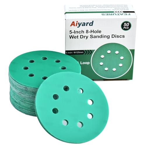 5-Inch 8-Hole Wet Dry Sanding Discs 1000 Grit Sandpaper, 50-Pack - style: 1000 Grit, 50 Pack