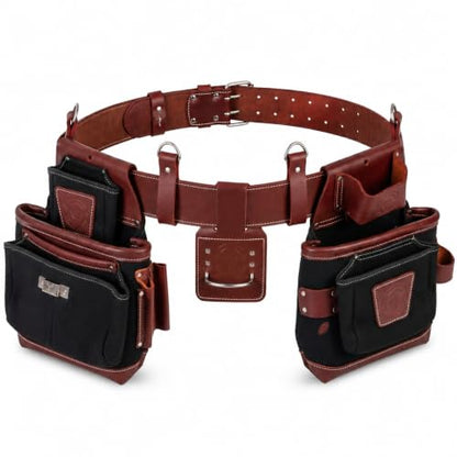 Tool Belt with 21 Pocket Tool Pouches - color: Brown Black