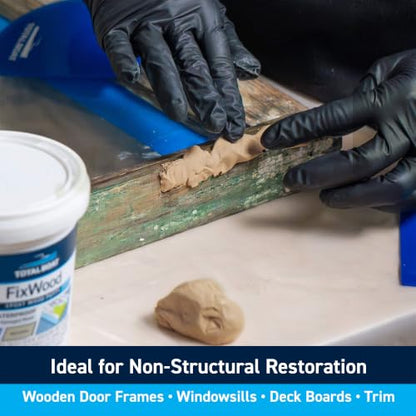 TotalBoat Fixwood | Marine Grade Epoxy Putty | Stainable Paste Filler for Damaged Wood Repair or Replacement - size: 2-Quart Kit