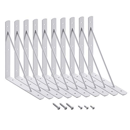 HOME MASTER HARDWARE Wall Shelf Brackets, 10x8 Inch L Brackets, 10 Pack - color: White, size: 10 inch x 8 inch-10pcs