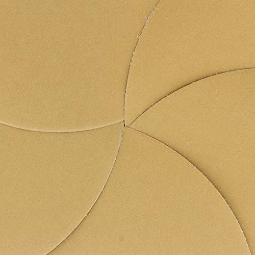 Dura-Gold Premium 6" Gold Sanding Discs, 600 Grit, Hook & Loop, Box of 50 - size: 600-Grit