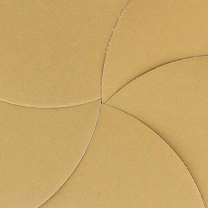 Dura-Gold Premium 6" Gold Sanding Discs, 600 Grit, Hook & Loop, Box of 50 - size: 600-Grit