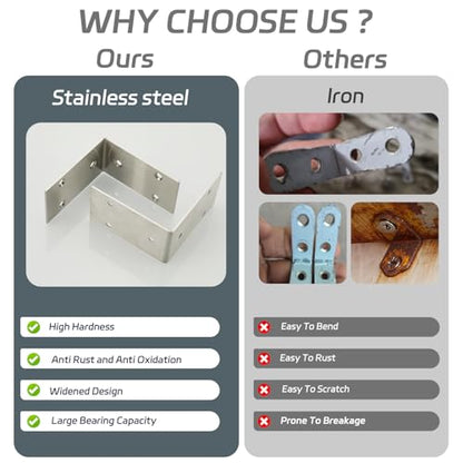 Alise 4Pcs Stainless Steel L Brackets Heavy Duty for Wood Furniture,Brushed - color: Brushed Nickel, size: 85x85MM