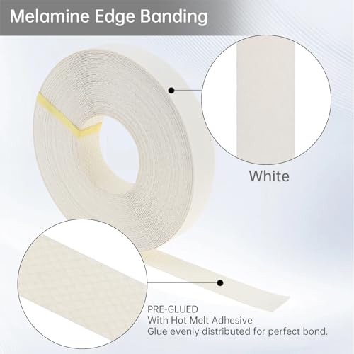 3/4inx50ft Melamine Edge Banding White Veneer Edging Shelf Adhesive - color: White