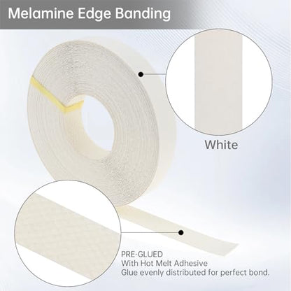 3/4inx50ft Melamine Edge Banding White Veneer Edging Shelf Adhesive - color: White
