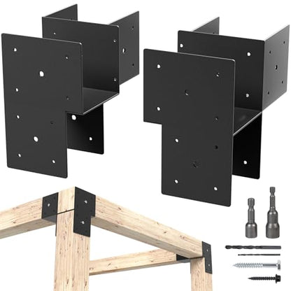 2 Pack 6x6 Heavy Duty Corner Post Cap Tie Bracket for Gazebo, Deck - size: Corner 6"x6"(Actual 5.5"x5.5")