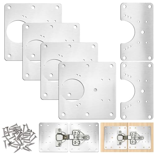 6 Pcs Cabinet Hinge Repair Plate Cabinet Repairs Kit 2 Sizes