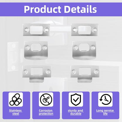 15-Pack Universal Door Lock Strike Plates - Stainless Steel Reinforcement Kit (3 Types) with Screws & Boxes