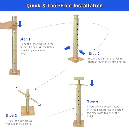 2PCS House Floor Jacks for Leveling,19"-36" Adjustable Screw House Jack Post Pole for Lifting, Heavy Duty Steel Telescoping Jacks Post for Beam Roof Joists Leveling, Crawlspace and Basement Support