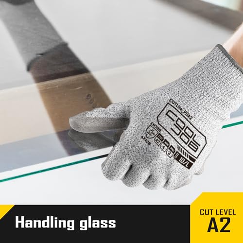 COOLJOB 12/120 Pairs Cut Resistant Work Gloves PU Coating, ANSI A2 A4 A6 A9 - size: Small (Pack of 120)
