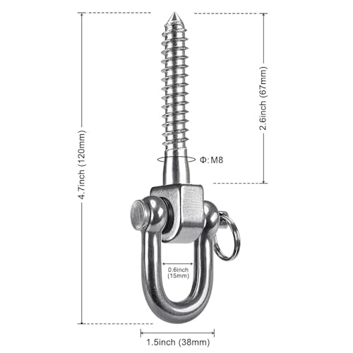 SELEWARE 4 Pack Swing Hangers Swing Set Hooks Stainless Steel Hammock Hooks - color: Stainless 4 Pack Swing Hooks