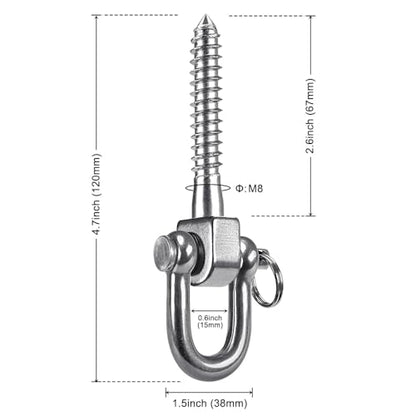 SELEWARE 6 Pack Swing Hangers Swing Set Hooks Stainless Steel Hammock Hooks - color: Stainless 6 Pack Swing Hooks
