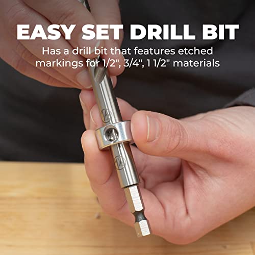 Kreg KPHA308 Easy-Set Pocket Hole Drill Bit with Stop Collar & Gauge/Hex Wrench (Pack of 2) - size: 3/8" x 6" (Pack of 2)
