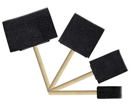 Tupalizy Assorted Sizes Sponge Brushes for Painting DIY Crafts Foam Paint Brush with Wooden Handles for Staining Stencils Art Project Decoupage Acrylics Varnishes Enamel Wood Smooth Surface(4PCS)