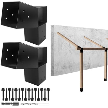 4x4 Pergola 2-Way Brackets,L-Shaped 15° Angled Design 4Pack - size: 4x4 15°