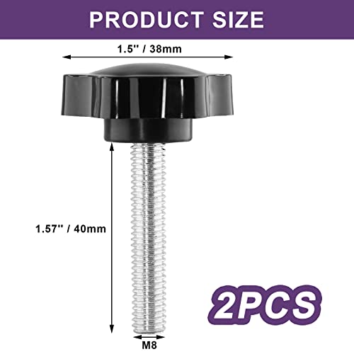M8 x 40mm Thread Star Knob, 2Pcs - size: M8 x 40mm, style: Hexagonal Handle